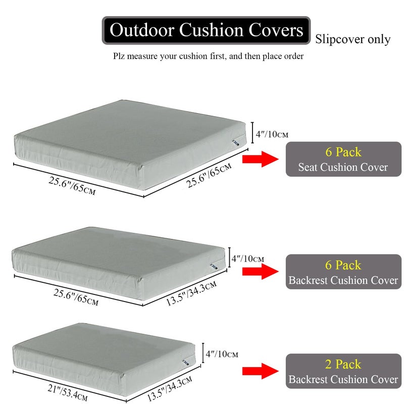 MICUSHION 14 Pack Outdoor Cushion Covers for Patio Furniture Replacement Waterproof Patio Sofa Cushion Slipcovers with Zipper Non Slip for 6Seat Sofa 256 x 256 Inch Navy Blue - Image 3