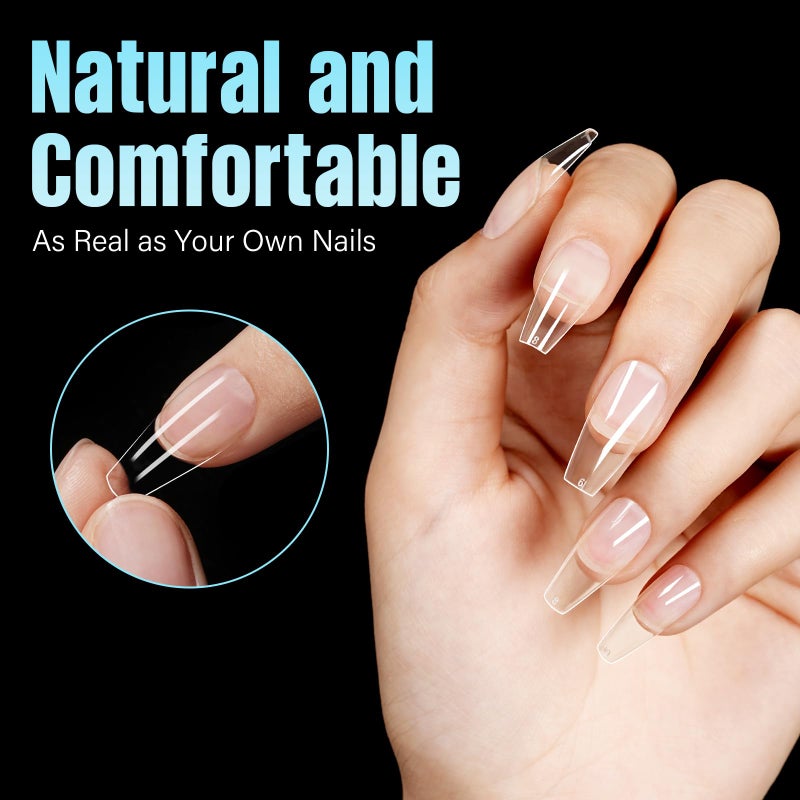 TOMICCA Medium Coffin Nail Tips, 240Pcs Half Matte Soft Acrylic Nail Tips, 12 Sizes Acrylic False Nail Tips, Nail Extension Tips for Beginner and Professional Home Diy - Image 5