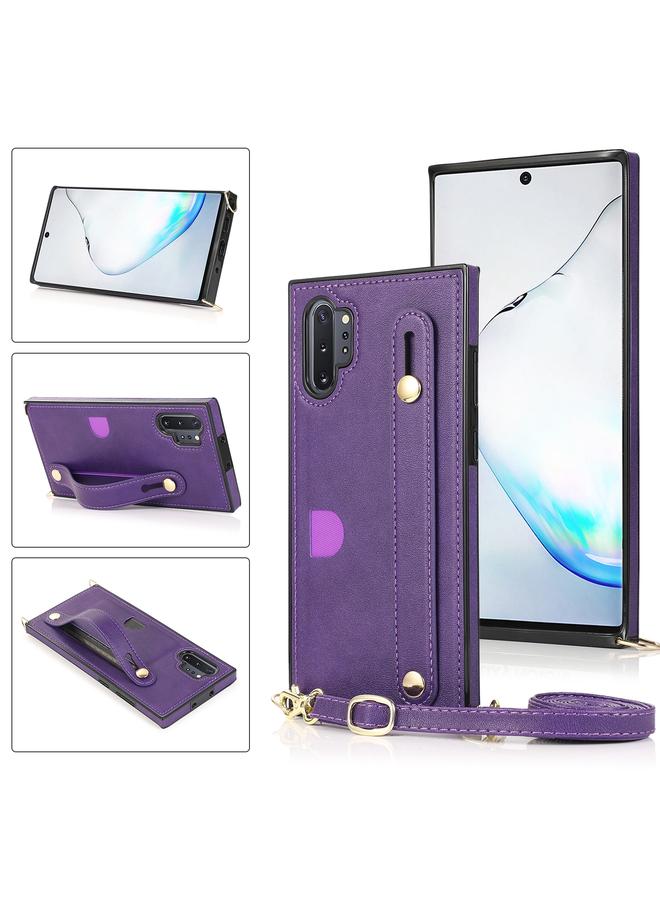 S-TOP Case For Samsung Galaxy Note 10 Pro Wrist Strap PU+TPU Shockproof Protective Case with Crossbody Lanyard & Holder & Card Slot - Image 1