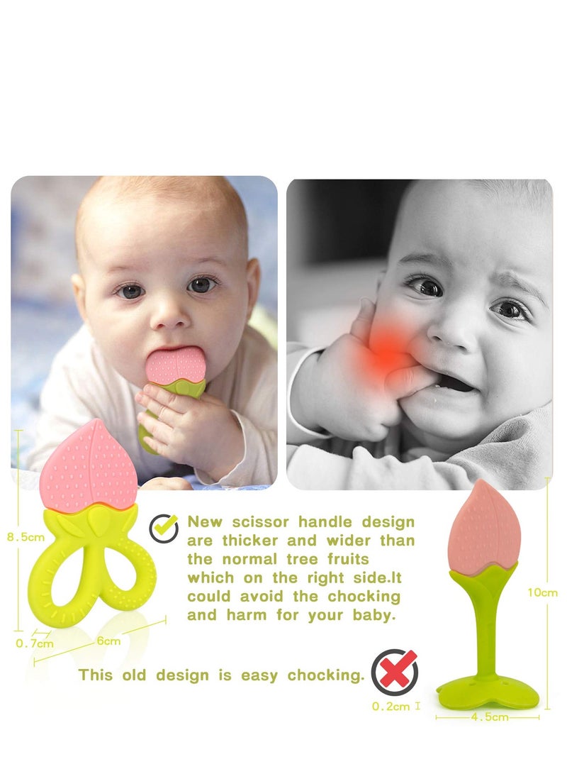 5 Pack BPA Free Silicone Fruit Teether Toy with Storage Case, for 3 Months Above Infant Sore Gums Pain Relief - Image 3