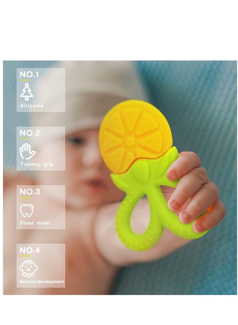 5 Pack BPA Free Silicone Fruit Teether Toy with Storage Case, for 3 Months Above Infant Sore Gums Pain Relief - Image 5