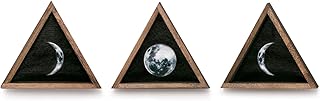 Dahey Rustic Wall Moon Phases Decor Wood Moon Signs Framed Wooden Modern Art Trio Wall Pediments for Apartment Bedroom - Image 1