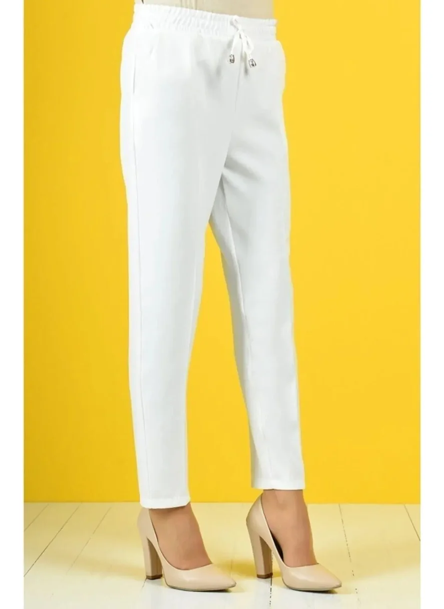 Feville Women's Elastic Waist Carrot Trousers