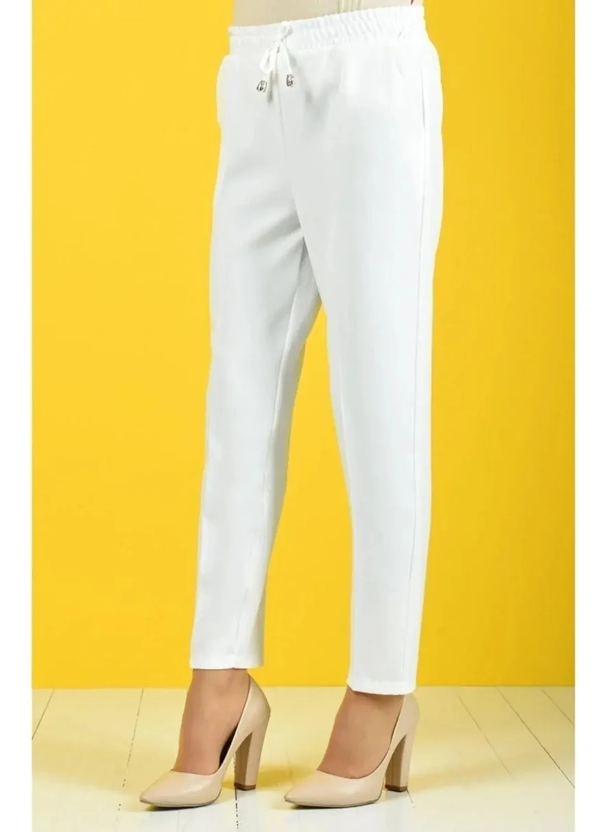 Feville Women's Elastic Waist Carrot Trousers