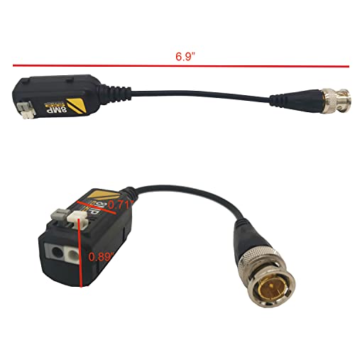 Douzime 5 Pairs 4K CCTV Video Balun Connectors Passive AHD/TVI/CVI/CVBS Signal Transceivers Compatible with 8MP/5MP/4MP/3MP/720P/960P/1080P Single Channel for BNC Male Cable Security Camera System - Image 3