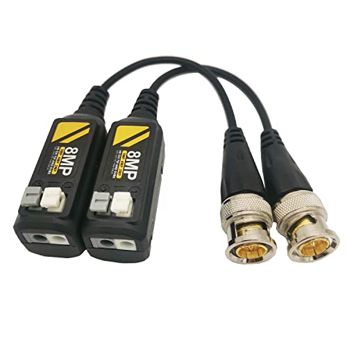 Douzime 5 Pairs 4K CCTV Video Balun Connectors Passive AHD/TVI/CVI/CVBS Signal Transceivers Compatible with 8MP/5MP/4MP/3MP/720P/960P/1080P Single Channel for BNC Male Cable Security Camera System - Image 2