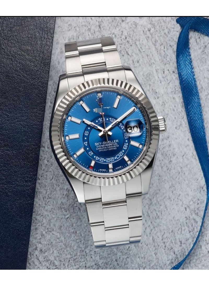 Luxury Unique Watch Blue Dial Jubilee Bracelet Watch Band Two-Tone 42mm