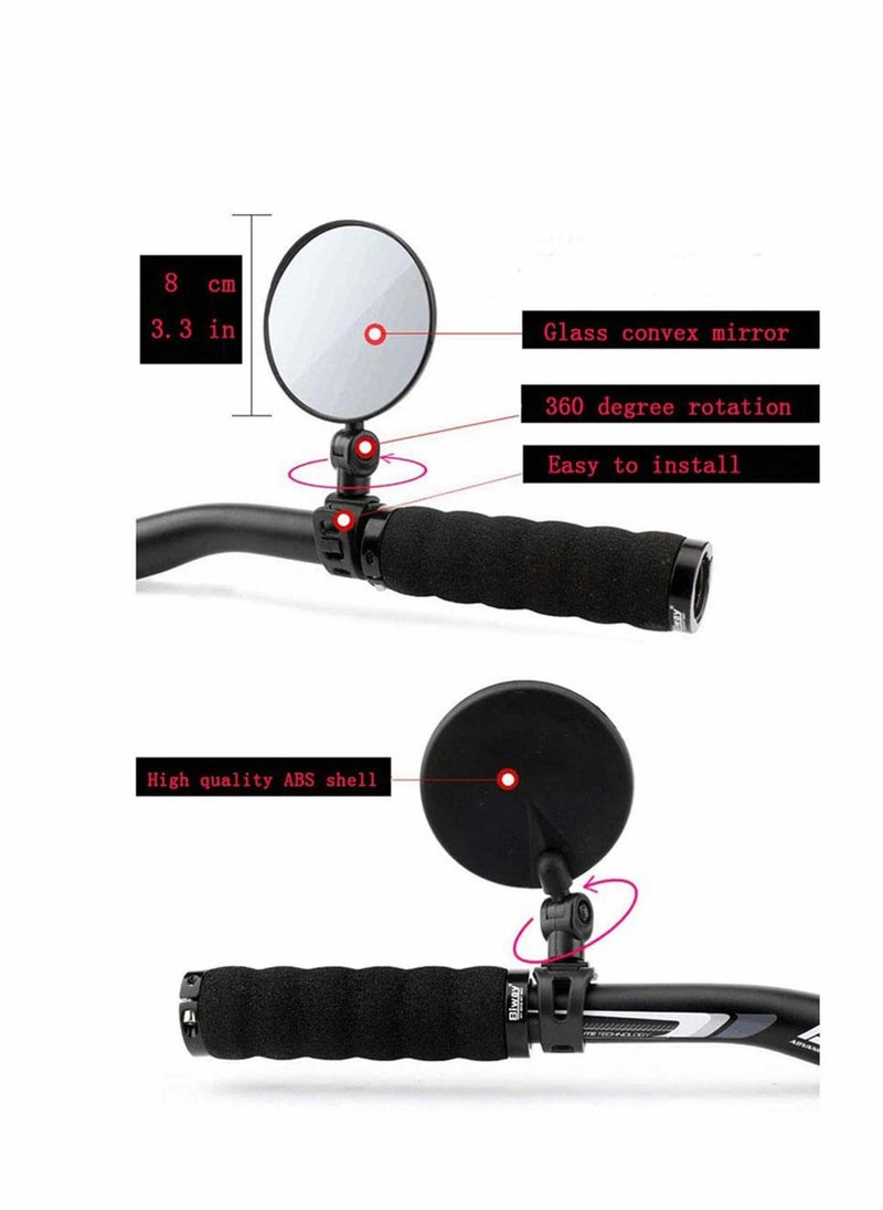 SYOSI - 1 Pack Bar End Bike Mirrors Mountain Bicycle Rear View Mirrors 360 Dregree Rotatable Adjustable Handlebar Mounted Plastic Convex Mirror for Mountain Road Bike Cycling - Image 1