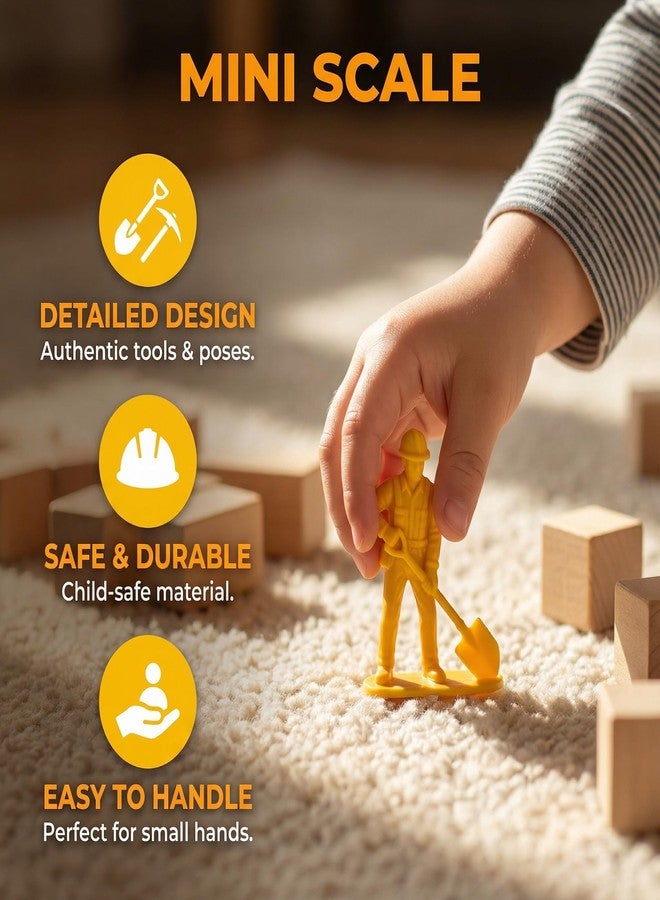 Garneck 54Pcs Miniature Construction Worker Figurines Set for Kids Realistic Engineering Doll Tiny People Action Figure Model Construction Site Playset for Display Education Collecting - Image 3