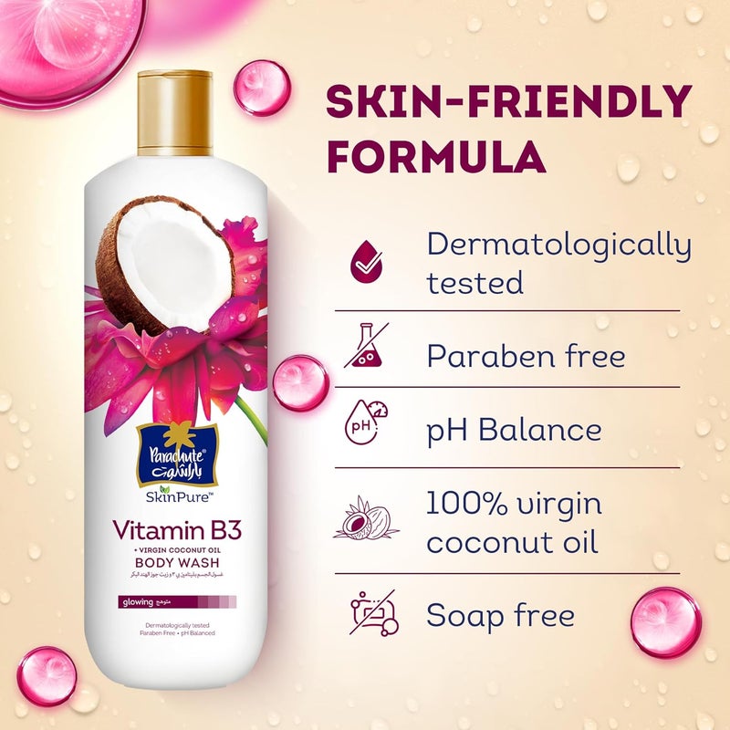 Parachute Skin Pure Body Wash Vitamin B3 (Niacinamide) 400ML Twin Pack - Image 4