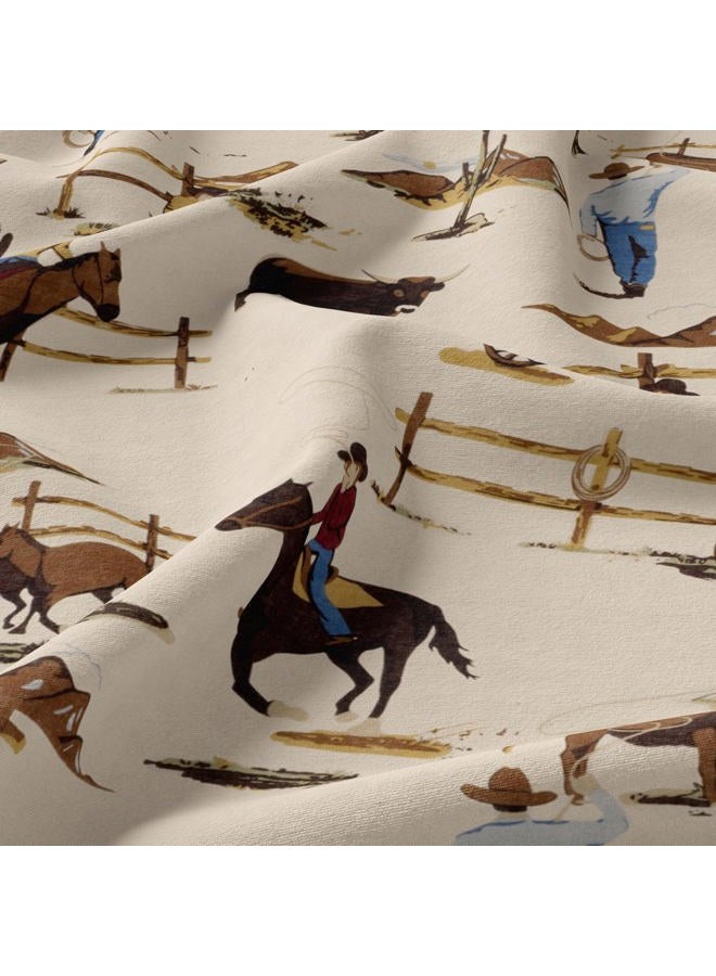 Sweet Jojo Designs Brown Western Cowboy Boy Pillow Shams Queen Size Covers Kids Bed Bedroom Standard Pillowcases 2pc Wild West Southern Charm Country South Horse Cow Animal Tan Red and Blue - Image 4