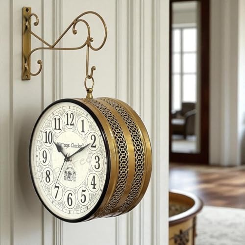 Vintage Clock Handcrafted Double Side Wall Clock 1 Year Warranty / 6602-12-HH - Image 4