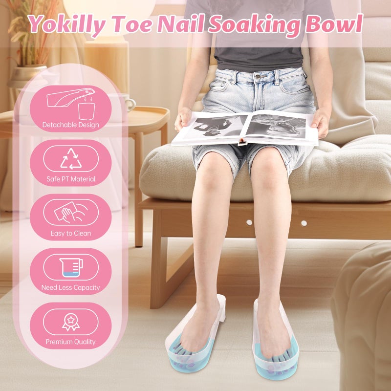 Yokilly Toe Nail Soaking Bowl, 2 PCS Toenails Soak Off Bowl, Shoe Design Foot Bath Soak Tub Bowl, Acetone Proof Pedicure Foot Spa Nail Soaker Bowl for Soak Off Dip Powder Gel Polish Remover (Clear) - Image 5
