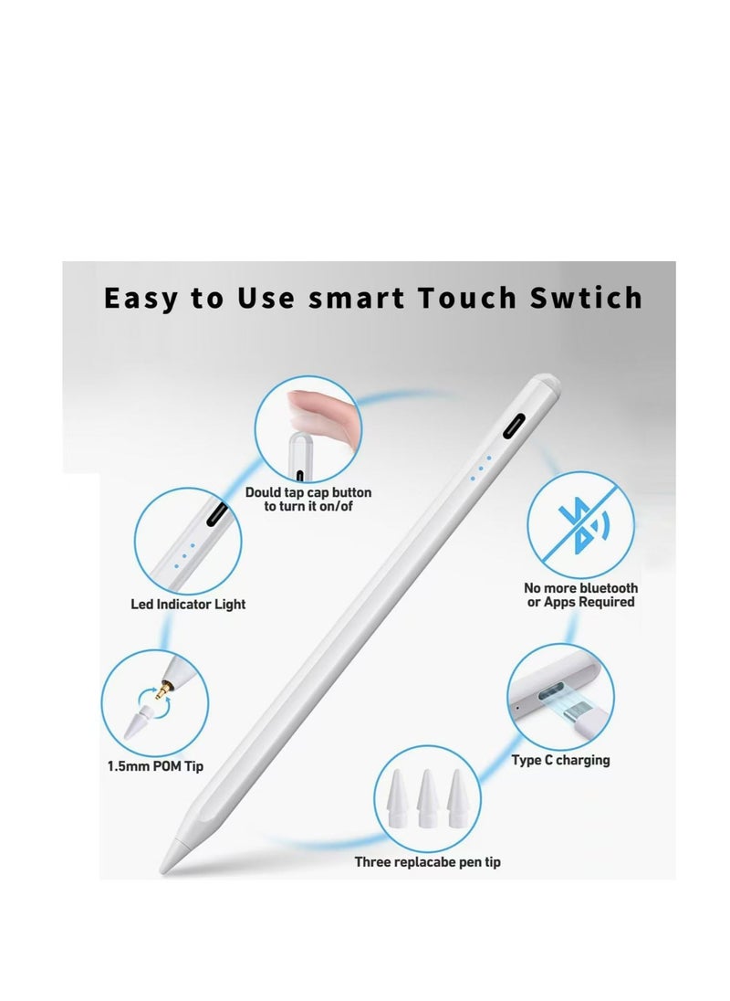 Generic - iPad Pen P1 for iPad 10th/9th Generation, iPad Stylus Pen with Upgraded 500mAh Battery | Palm Rejection | Magnetic Adsorption | Tilt Technology | Precision Stylus Pen for iPad 2018-2024 - Image 1