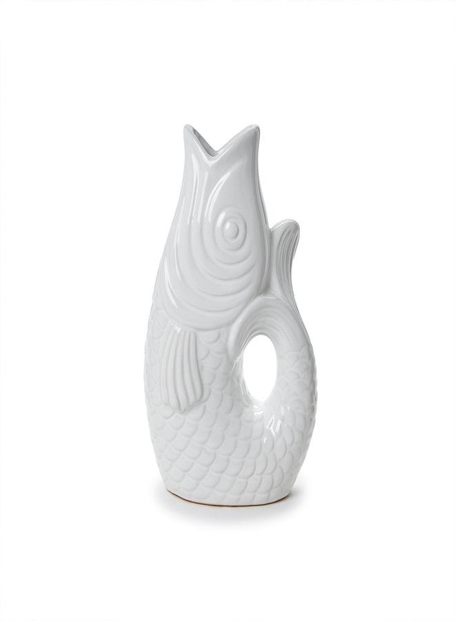 توز كومباني مزهرية سمك كبيرة من تووز كومباني، 12 بوصة، سيراميك، أبيض - Image 1