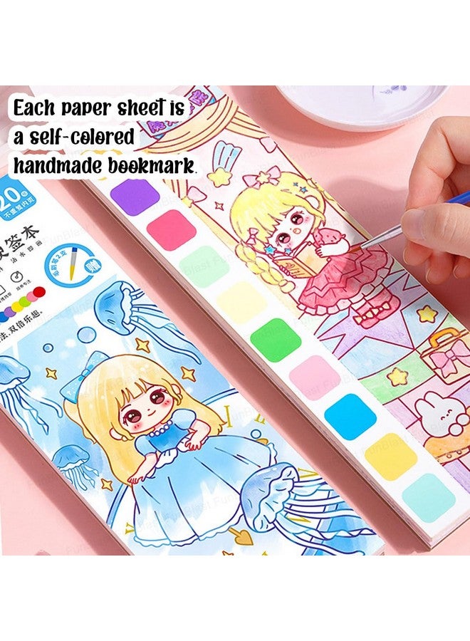 فنبلاست كتاب تلوين فن بلاست بالألوان المائية، كتاب رسم ورسم 2 في 1 مع فرشاة رسم، علامة مرجعية للأطفال، كتاب سحري مائي للأطفال، 20 ورقة كتاب رسم أميرة للأطفال (أزرق أميري) - Image 4