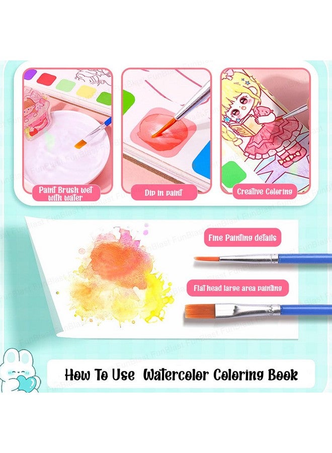 فنبلاست كتاب تلوين فن بلاست بالألوان المائية، كتاب رسم ورسم 2 في 1 مع فرشاة رسم، علامة مرجعية للأطفال، كتاب سحري مائي للأطفال، 20 ورقة كتاب رسم أميرة للأطفال (أزرق أميري) - Image 3