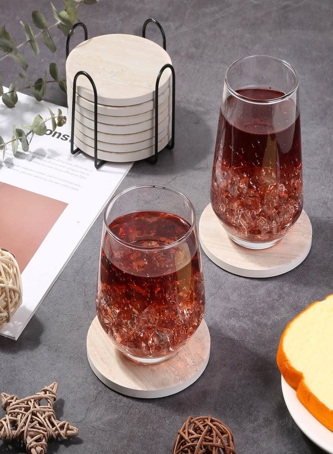 Billbotk 9 Pieces Ceramic Coasters for Coffee Table Absorbent, Drink Coasters with Holder, Marble Style Coasters for Wooden Table, Home Decor, Suitable for Kinds of Cups, 4 Inches - Image 2