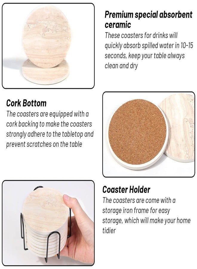 Billbotk 9 Pieces Ceramic Coasters for Coffee Table Absorbent, Drink Coasters with Holder, Marble Style Coasters for Wooden Table, Home Decor, Suitable for Kinds of Cups, 4 Inches - Image 4