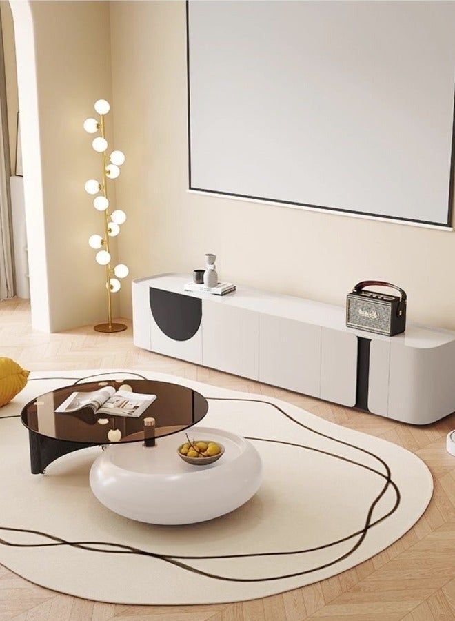 رافين طاولة قهوة بتصميم عصري فاخر متعدد الأغراض قابلة للدوران 360 درجة، طاولة جانبية دوارة، طاولة تقديم في المنتصف لغرفة المعيشة وغرفة النوم والمكتب المنزلي مقاس 128 × 37 سم (مجمعة بالكامل) - Image 2