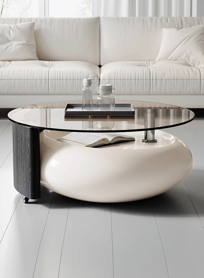 رافين طاولة قهوة بتصميم عصري فاخر متعدد الأغراض قابلة للدوران 360 درجة، طاولة جانبية دوارة، طاولة تقديم في المنتصف لغرفة المعيشة وغرفة النوم والمكتب المنزلي مقاس 128 × 37 سم (مجمعة بالكامل) - Image 4