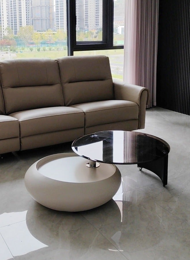 رافين طاولة قهوة بتصميم عصري فاخر متعدد الأغراض قابلة للدوران 360 درجة، طاولة جانبية دوارة، طاولة تقديم في المنتصف لغرفة المعيشة وغرفة النوم والمكتب المنزلي مقاس 128 × 37 سم (مجمعة بالكامل) - Image 5