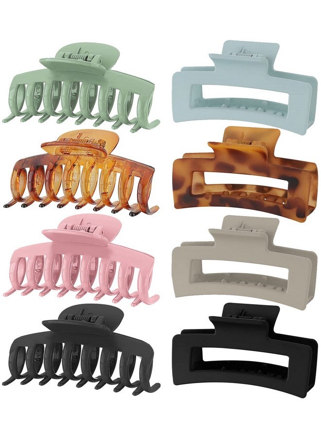 Lolalet Lolalet 8 Colors Hair Clips Claw Clips Hair Claw Clips, 2 Styles Nonslip Medium Large Jaw Clip for Women Girls, 4 Square Matte and 4 Bright Acrylic Hair Clamps for Thick Thin Fine Long Hair -Style A  - Image 1