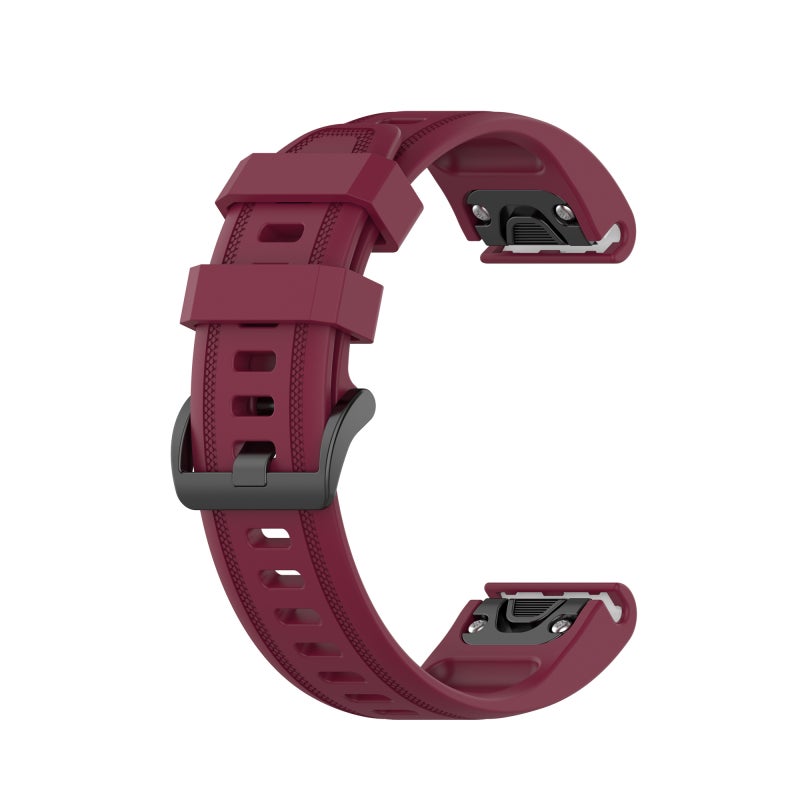 S-TOP For Garmin Fenix 5S Pure Color Silicone Watch Band(Wine Red) - Image 1