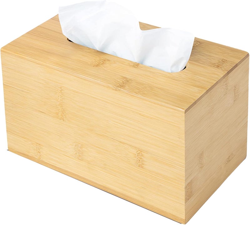 JUSK Design Tissue Box Holder - Modern, Minimalist, and Durable Wooden Tissue Box with Sliding Bottom, Easy-Refill- Premium-Quality Bamboo Tissue Box Cover, Fits 230-Count Box, Tall Rectangular - Image 1