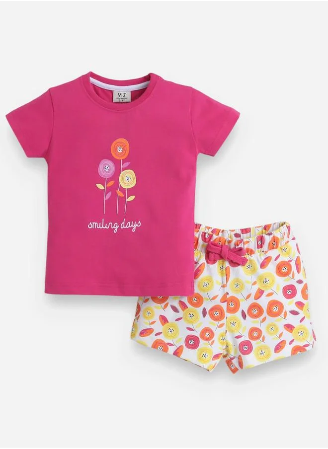 فكتور اند جين Graphic Print T-Shirt and All-Over Printed Shorts Set