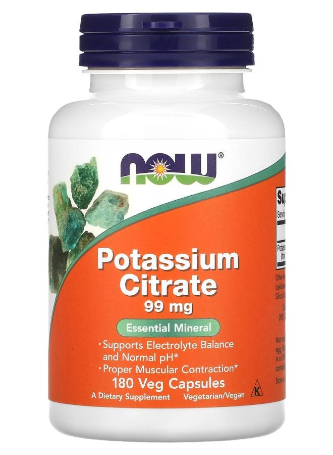 now Potassium Citrate 99 mg 180 Veg Capsules