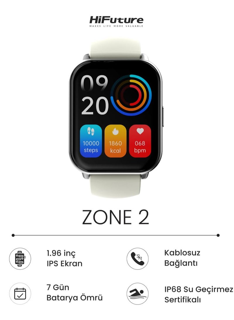 HiFuture - Zone 2 Bluetooth Calling Smart Watch, Silver White - Image 1
