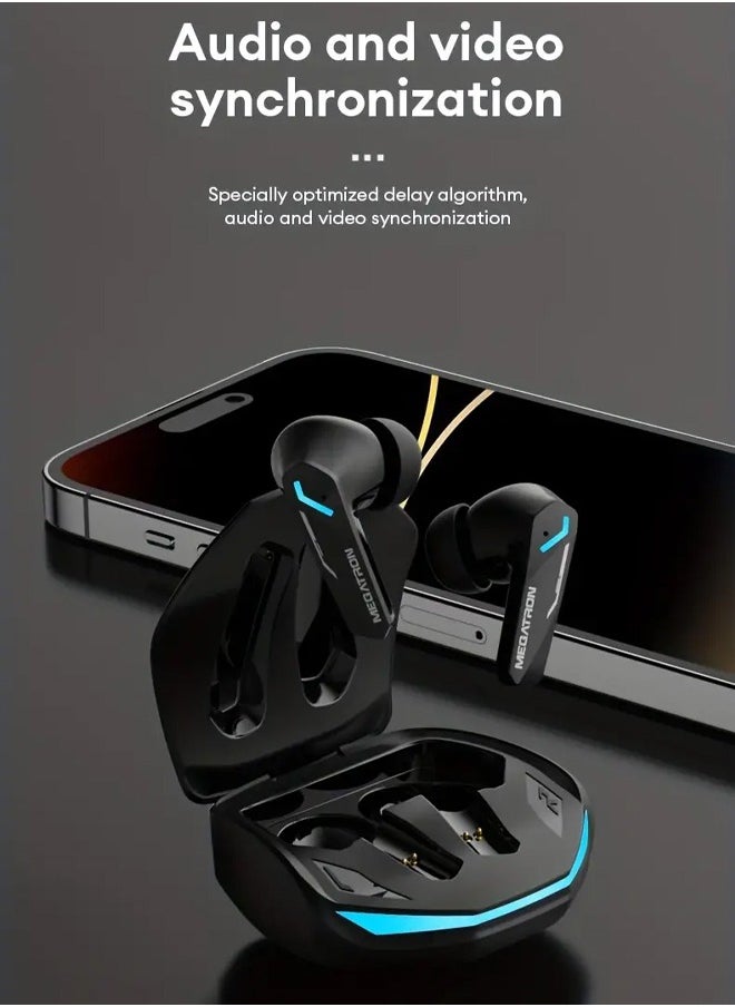 TRANSFORMERS - Transformers TF-T10 Wireless Bluetooth Earbuds Gaming Headphones Deep Bass Low Latency Game Headset with Built-in Microphone For Gaming Noise Canceling Headsets Black - Image 1