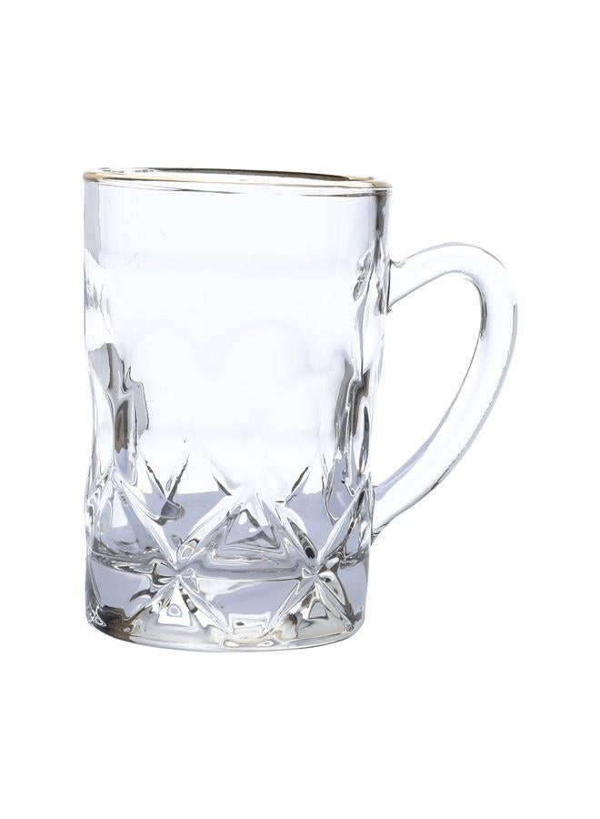 Alsaif Tea Set With Max Glass Handle With Golden Font 6 Pieces Transparent - Image 2