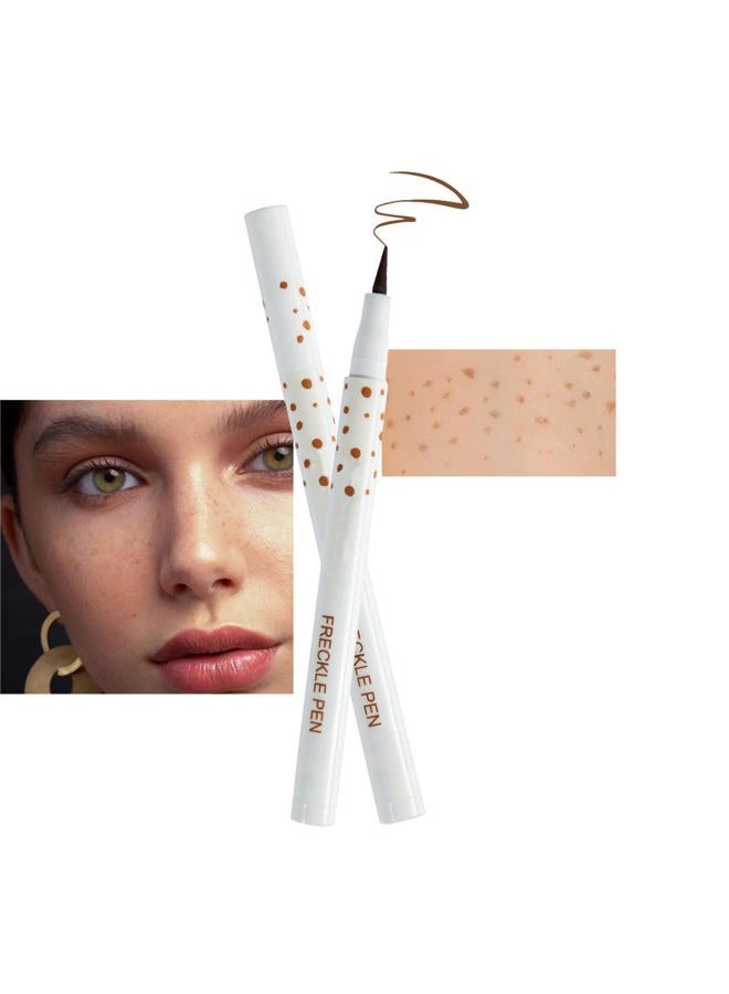 Rosarden قلم النمش - مقاوم للماء يدوم طويلاً يجف بسرعة لتزيين الوجه بالنمش الزائف - لإنشاء بشرة طبيعية مشمسة (بني فاتح) - Image 1