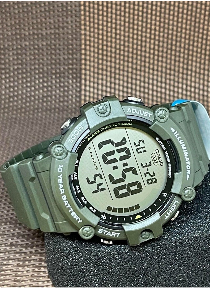 CASIO ساعة كاسيو للرجال بسوار من الراتنج رقمية AE-1500WHX-3AVDF  - Image 5