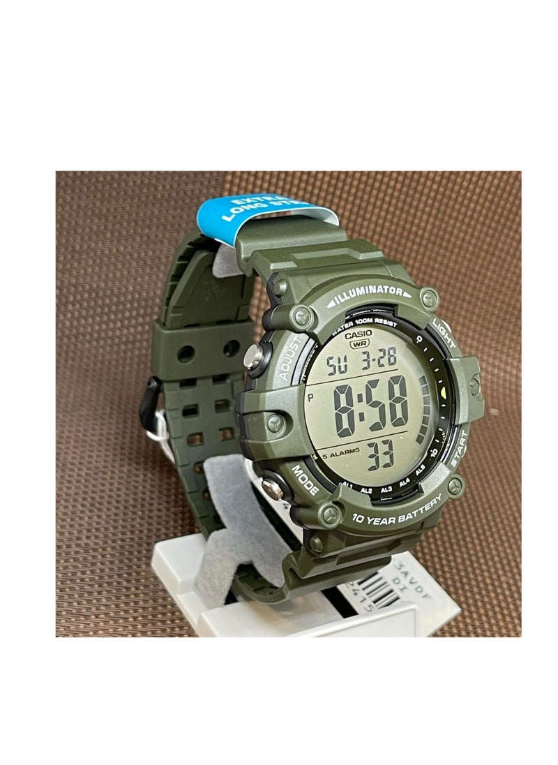 CASIO ساعة كاسيو للرجال بسوار من الراتنج رقمية AE-1500WHX-3AVDF  - Image 4