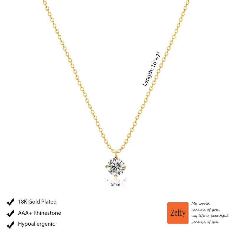 Zeffy Diamond Necklace Cubic Zirconia Necklaces Cute Tiny Gold Rhinestone Dainty Gold Necklace Jewelry Gifts for Women - Image 5