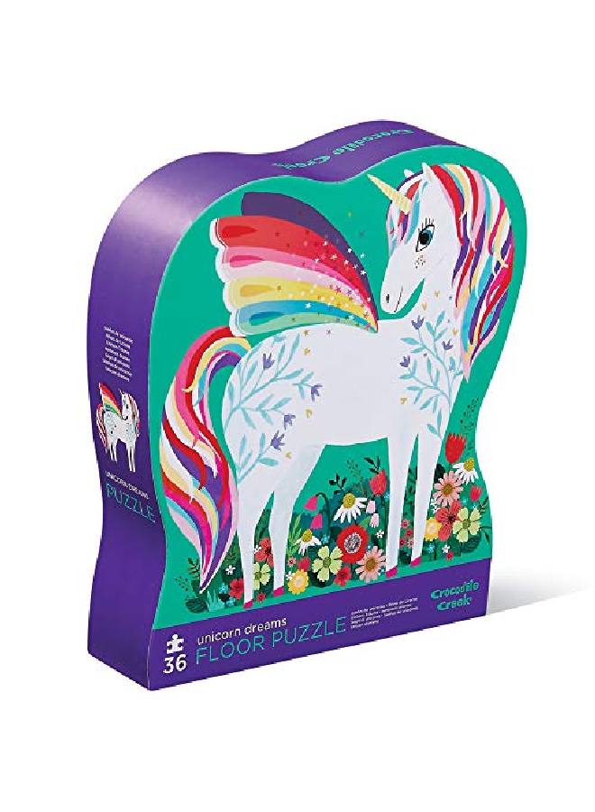 Crocodile Creek Unicorn Dreams 36 Piece Jigsaw Floor Puzzle With Heavyduty Box For Storage, Large 20" X 27" Completed Size, Designed For Kids Ages 3 Years And Up  - Image 1