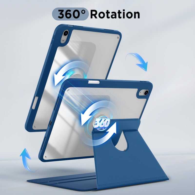 CACOE 360 Rotating Case for iPad (A16) 11th/10th Generation with Pencil Holder 2025/2022 11/10.9 inch, Shockproof Cover for iPad 11/10 Gen with Stand Function, Sky Blue - Image 3