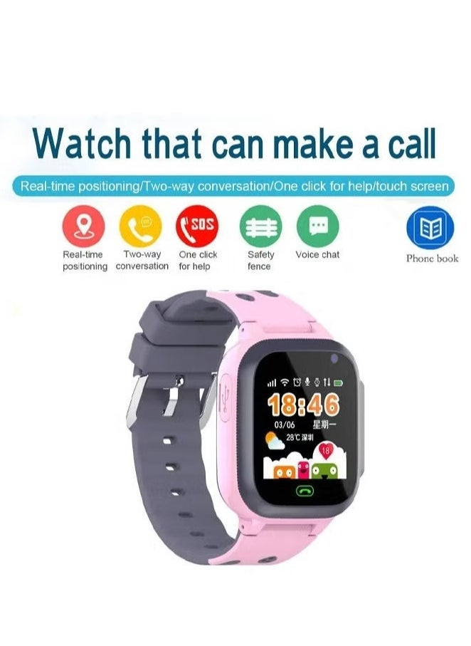 Generic - Kids Smart Watch with SIM Card Support – Voice Call, GPS Positioning, Waterproof Touch Screen, One-on Speed Dial u0026 Security Features (Pink) - Image 1