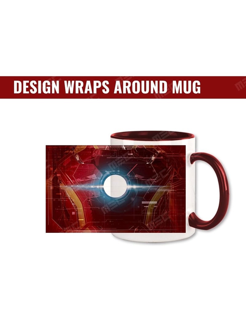 إم إي سي يلتف تصميم الرجل الحديدي حول القدح القهوة المطبوع 11 أونصة كستنائي المقبض - Image 2