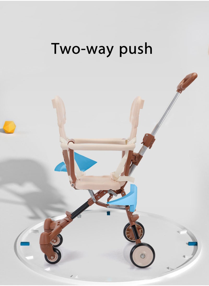 Jourvent - Portable Folding Baby Stroller with Two-Way Swivel and Adjustable Front & Rear Handles – Suitable for 10-36 Months, Brown - Image 1