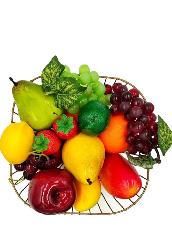 Generic 14 Pcs Fake Fruit, Simulation Fruit Props for Photography, Display, Lifelike Realistic Artificial Fake Fruits Home Decor Craft Fruit Set Fake Lemon Fake Grape Mango  - Image 3