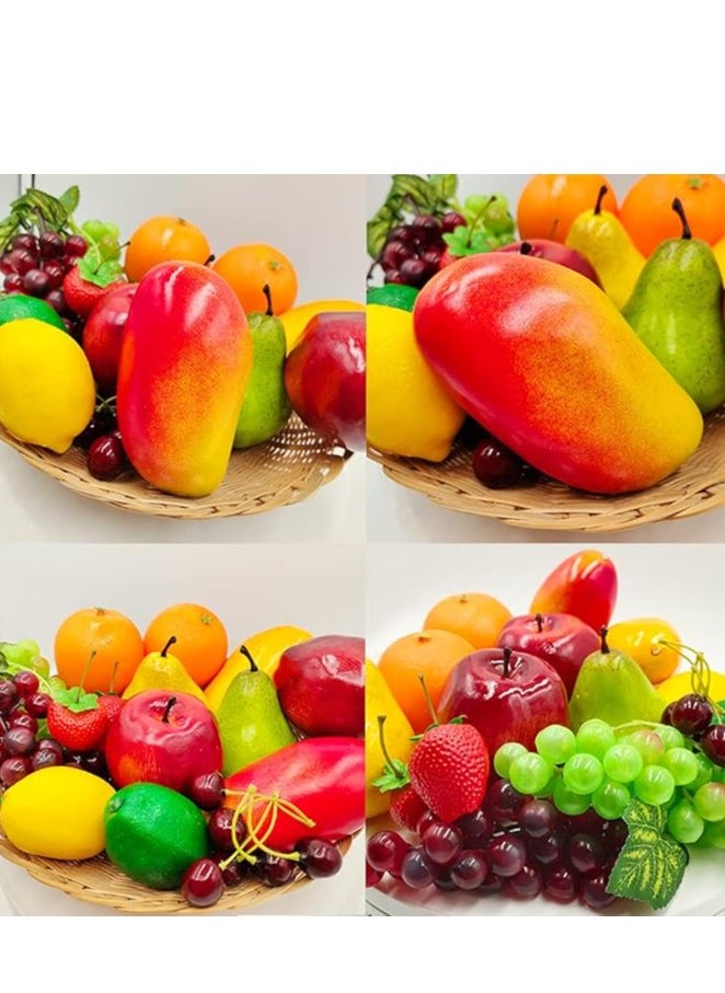 Generic 14 Pcs Fake Fruit, Simulation Fruit Props for Photography, Display, Lifelike Realistic Artificial Fake Fruits Home Decor Craft Fruit Set Fake Lemon Fake Grape Mango  - Image 4