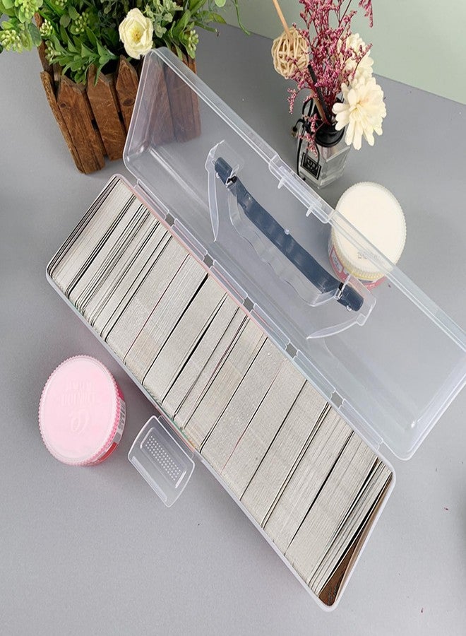 Acshio 4 Pack Long Plastic Pencil Box, Stackable Trading Playing Card Storage Organizer Box with Handle, Clear Home Utility Art Crafts Supplies Boxes for Ruler, Paint Brushes, Office - Image 5
