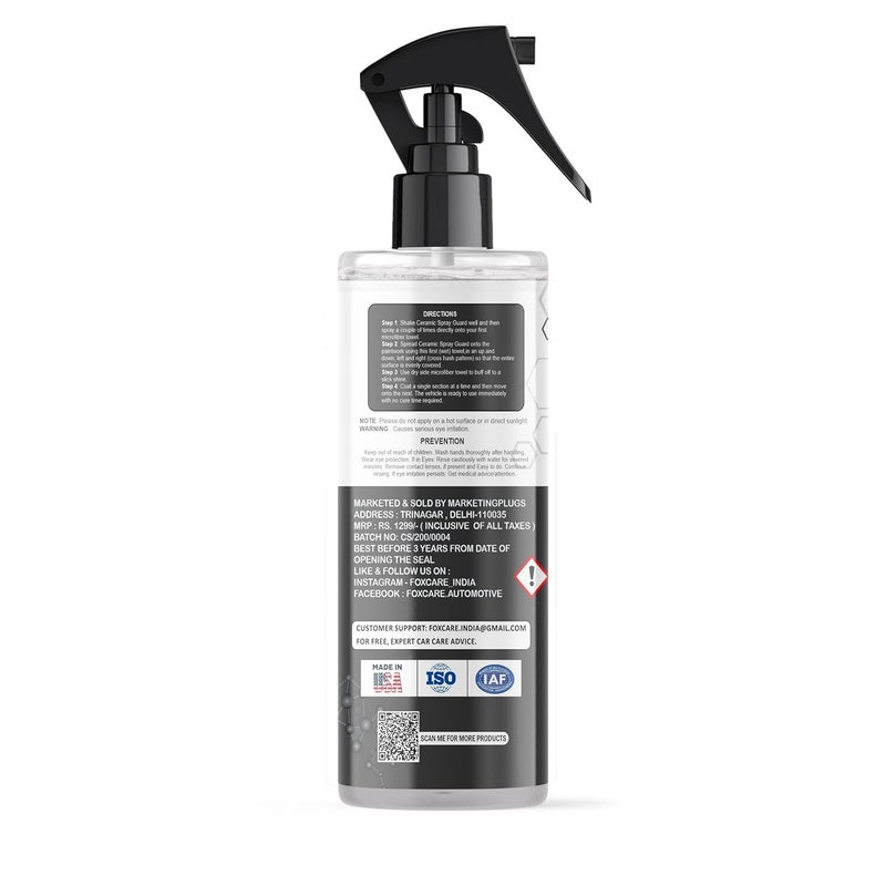 Foxcare Ceramic Spray Guard For Car- Hydrophobic Spray With Extreme Gloss, Slickness & Uv Protection | Spray Guard Is More Durable Than Car Polish, Wax Or Any Ceramic Coating For Car-200Ml, White - Image 2