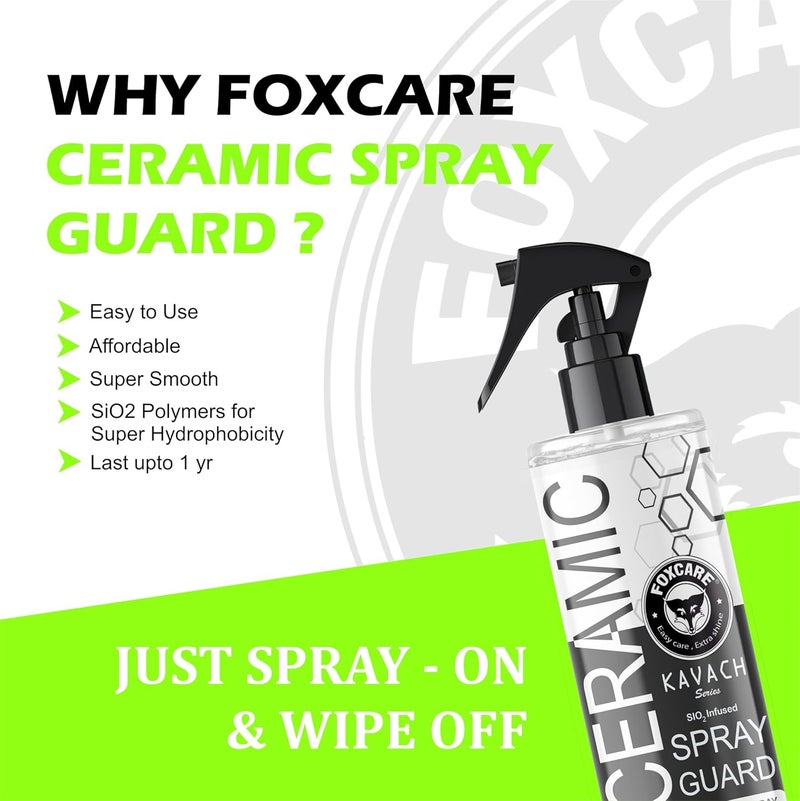 Foxcare Ceramic Spray Guard For Car- Hydrophobic Spray With Extreme Gloss, Slickness & Uv Protection | Spray Guard Is More Durable Than Car Polish, Wax Or Any Ceramic Coating For Car-200Ml, White - Image 5