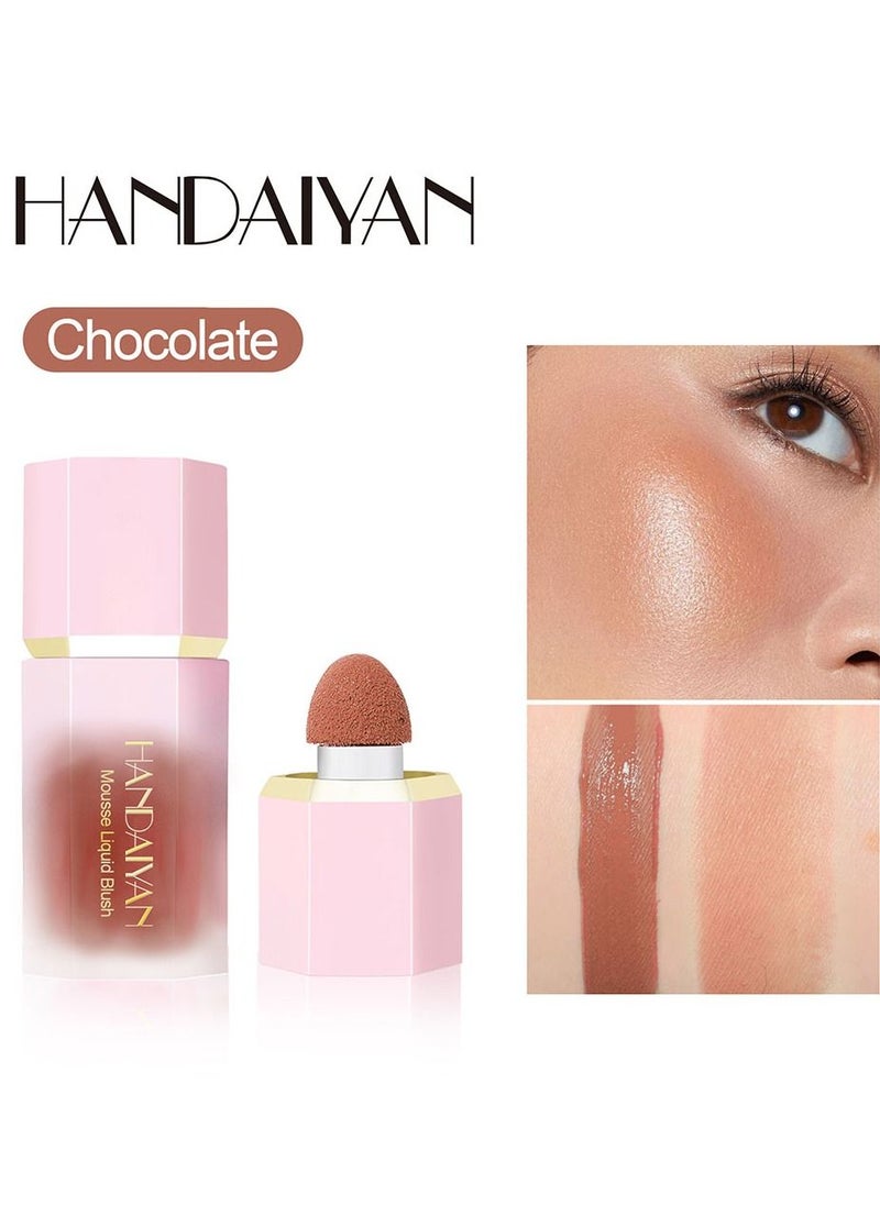 Handaiyan Mousse Liquid Blush For Cheeks Cream Face Blusher Stick with Sponge Palette Bronzer Highlighter Shape Contour Moisturizing And Breathable Matte Finish Long-wearing Waterproof For Women Makeup  - Image 1