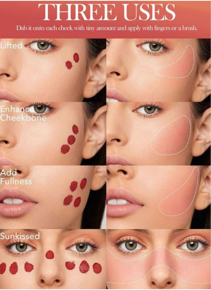 Handaiyan Mousse Liquid Blush For Cheeks Cream Face Blusher Stick with Sponge Palette Bronzer Highlighter Shape Contour Moisturizing And Breathable Matte Finish Long-wearing Waterproof For Women Makeup  - Image 3